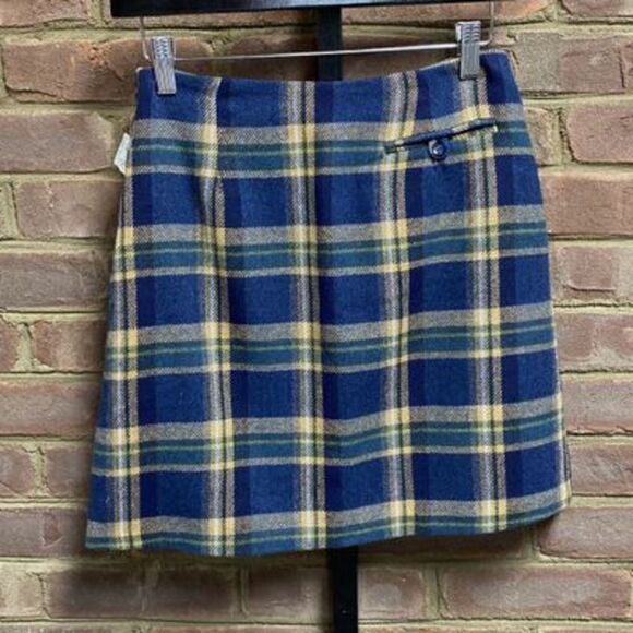 Maurices Y2K Vintage Blue Plaid Wool Mini Skirt Size 4 NWT - Picture 3 of 5